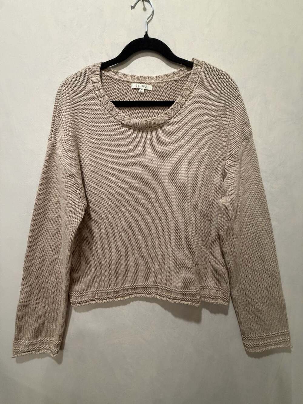 Z Supply Emerson Cotton Knit Tan Sweater Medium